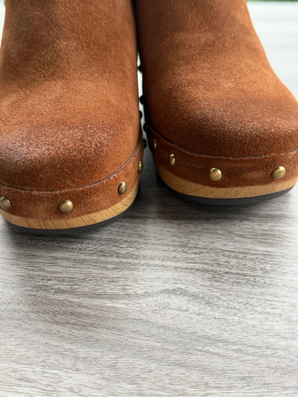 Antelope Hedy Taupe Suede Whipstitch Wooden Slip On Clog Size 36 US 5.5 - Picture 7 of 12